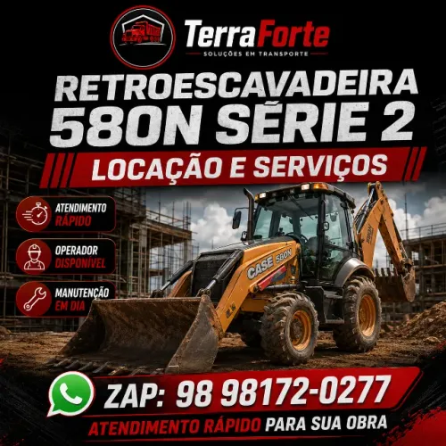 Aluguel de Retroescavadeira com Operador Atendimento Rápido!