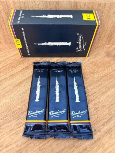 Palhetas Vandoren para Sax Soprano 1 ½ - Kit com 3 (NOVAS)