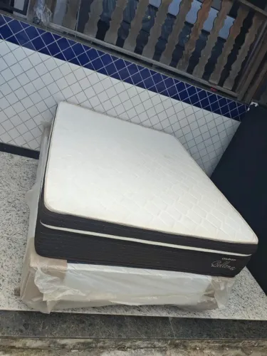 Conjunto cama box com Colchão Casal Ortobom Bellona, Sem uso Aceito cartão e Entrego!