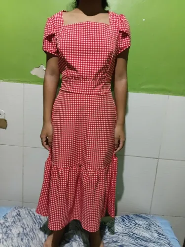 Vestido quadriculado vermelho M