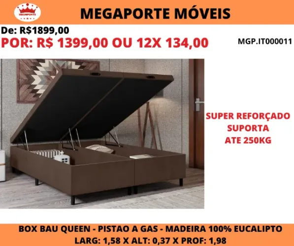 Box Baú Queen 1,58x1,98 Veludo 