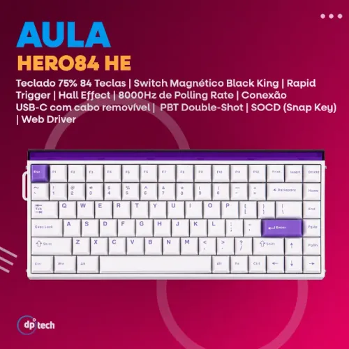 Teclado Magnético Gamer AULA Hero84 HE | Rapid Trigger | 8000Hz | RGB -Entrega Grátis-