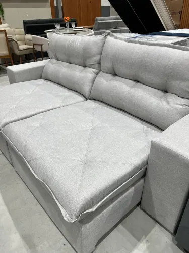 Sofá Retrátil Linho Molas Ensacadas PROMOÇÃO