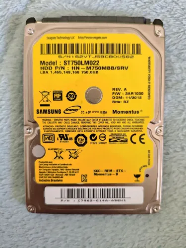HD de 750GB Samsung Sata em perfeito estado