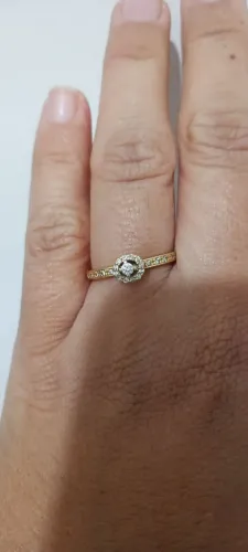 Anel Vivara Original em Ouro Amarelo 18k com Diamantes | Aro 17