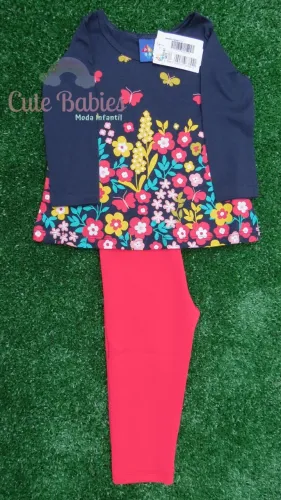 Conjunto meia estação infantil flores - Tam 1