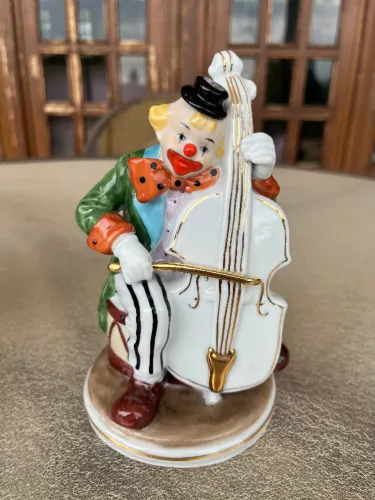 estatueta palhaço músico porcelana monti piero