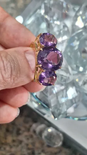 Anel ouro18k e ametistas