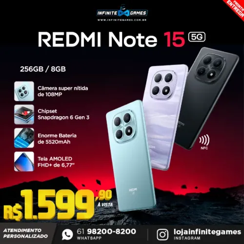 Redmi Note 15 5G 256gb/8gb lançamento 2026! Loja física! Parcelamos 18x!
