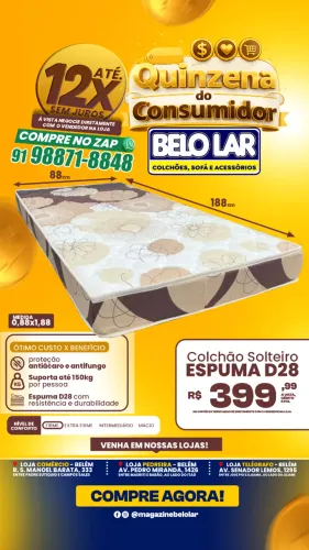 Colchão Solteiro Espuma D28