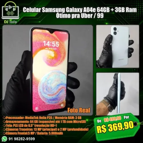 Celular Samsung Galaxy A04e 64GB + 3GB Ram - Ótimo pra Uber / 99