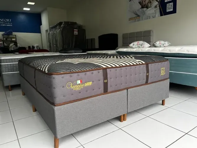 Torra de Show Room! Cama Box Queen Size Gazin Nova Molas Ensacadas Suporte 140 Kg +Firme