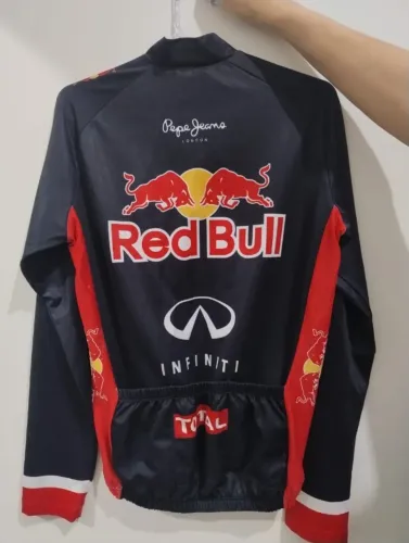 Camisa Ciclismo Manga Longa Bike Mtb Red Bull C/bolsos Proteção Uv50