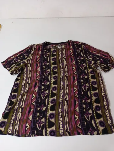 Blusa Vintage Anos 90 Lina Bel 100% Viscose Estampa Étnica