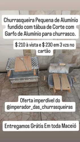 Churrasqueira Pequena Desmontável e a bafo com kit churrasco