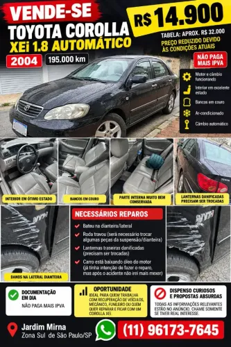 Toyota Corolla XEI 1.8/1.8 Flex 16V Aut. 2004