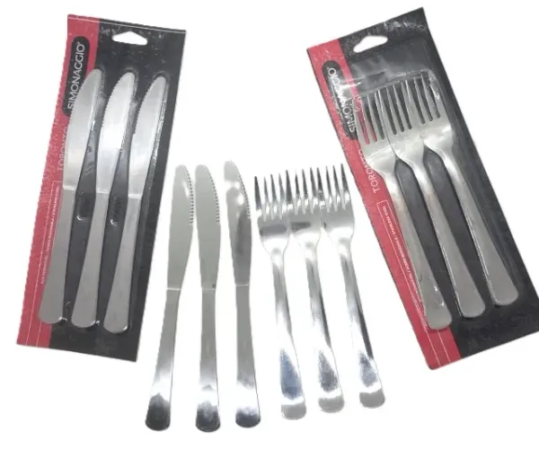 Kit Talher de sobremesa em Aço Toronto - Simonaggio - Kit 3 Garfos + 3 Facas em aço Inox