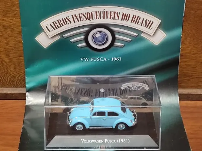 VW Volkswagen Fusca 1961 Coleção Carros Inesquecíveis do Brasil - Carrinho Miniatura 1/43