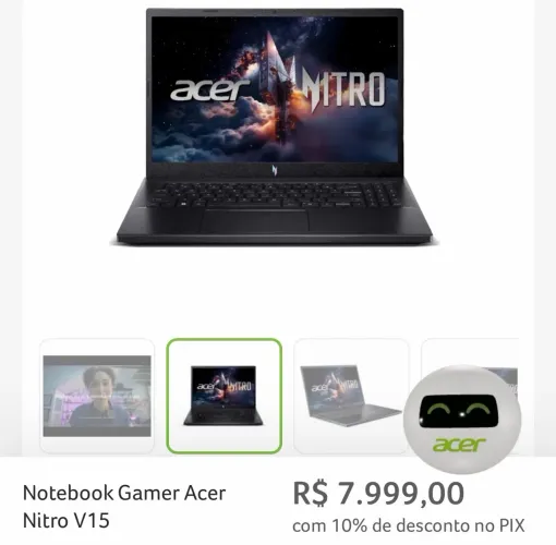 NOTEBOOK GAMER ACER V15 i7 RTX 4050 DDR5