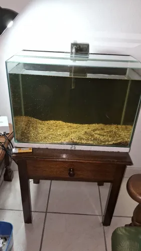 Vendo aquário de 42 litros com tampa, cascalho de fundo e filtro