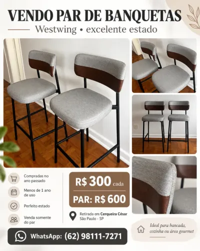 Banquetas Westwing em excelente estado