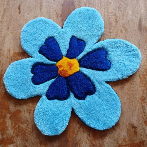 Tapete Flor Azul Tufting 