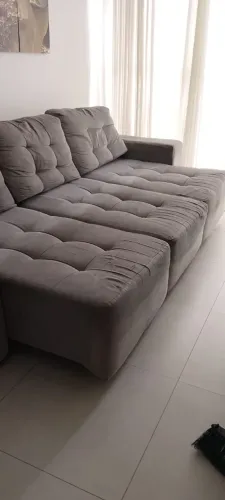 Sofá CINZA 2.85m 3 lugares confortável retrátil