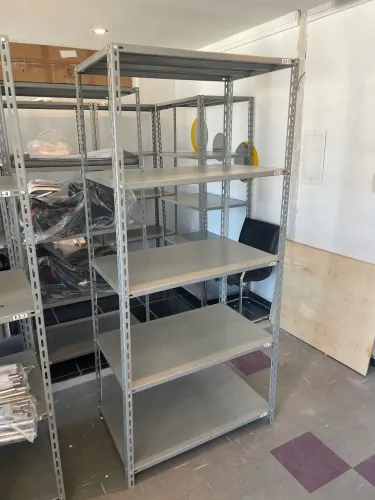 Estante em aço industrial duplo reforço espaçosa grande cinza