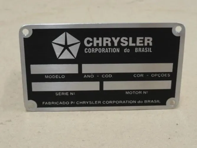 Plaqueta De Identificação Chrysler Dodge Polara Dart Charger