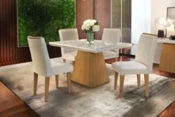 Mesa Luna com 4 cadeiras cores/Imbuia 120x80 (RUF)
