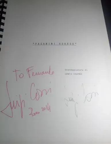 Roteiro Paganini horror autografado pelo diretor Luigi cozzi