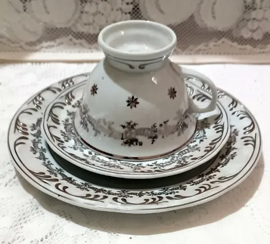 Xícara Bodas de Prata-Porcelana Schmidt 3 Peças