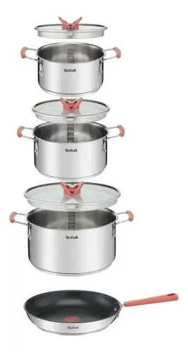 Jogo De Panelas 4 Peças Tefal Opti'space Inox Fundo Triplo