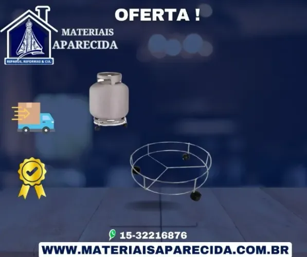 Suporte Botijao Gas Metal com Rodinhas - novo