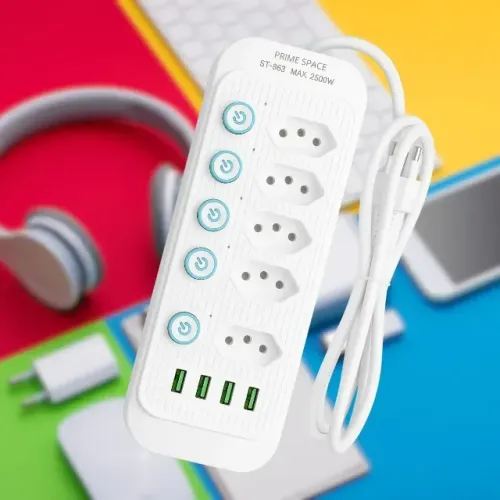 Filtro De Linha Com 5 Tomadas E 4 Portas Usb Bivolt 10a Star