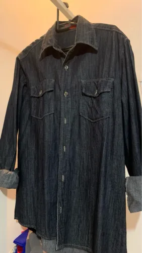 Camisa Jeans Azul Escuro Clássica - Tamanho G