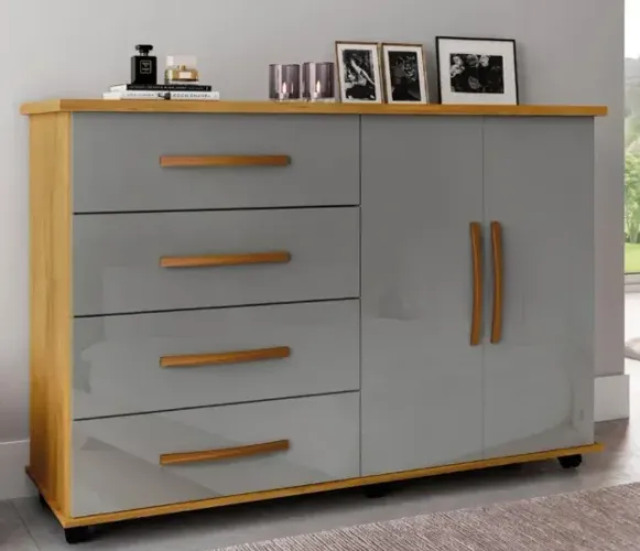 Cômoda fenix lais cinza/mel