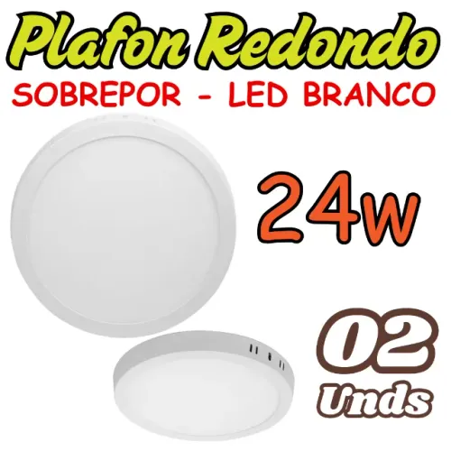 Kit 2 Luminárias Painel 24w De Led Redondo Sobrepor Bivolt Blumenau