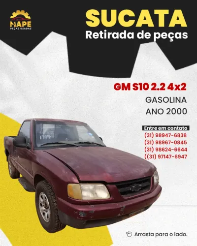 SUCATA CHEVROLET GM S10 2.2 4X2 GASOLINA 2000