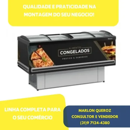 Ilha para Congelados Vidro Curvo Gelopar Nova