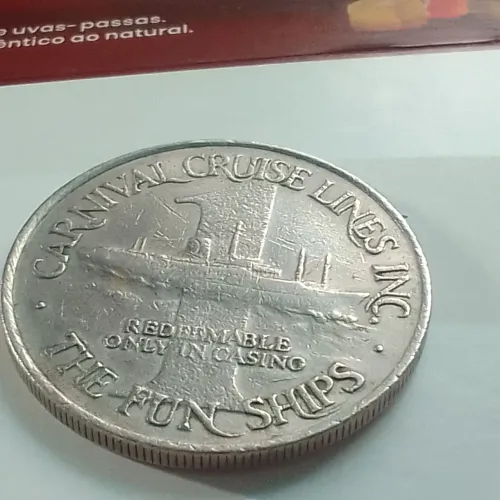 Ficha Cassino Carnival Cruise Lines - Token EUA The Fun Ships 1 Dollar<br>
