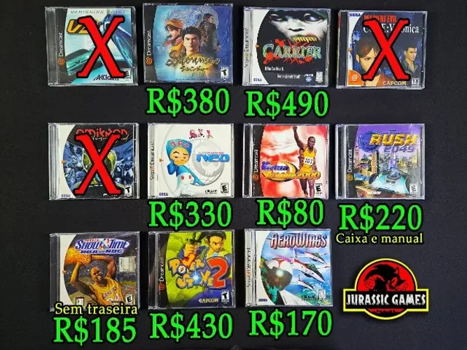 Jogos Sega Dreamcast Originais. Carrier, Wacky Races, Street Fighter, Dead or Alive 2.