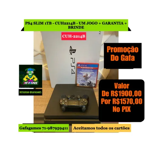 PS4 Slim 1TB - CUH2214B - Jogo + Garantia + Brinde