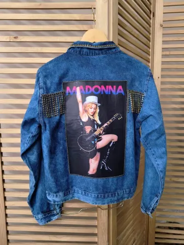 Jaqueta jeans customizada Madonna tamanho G