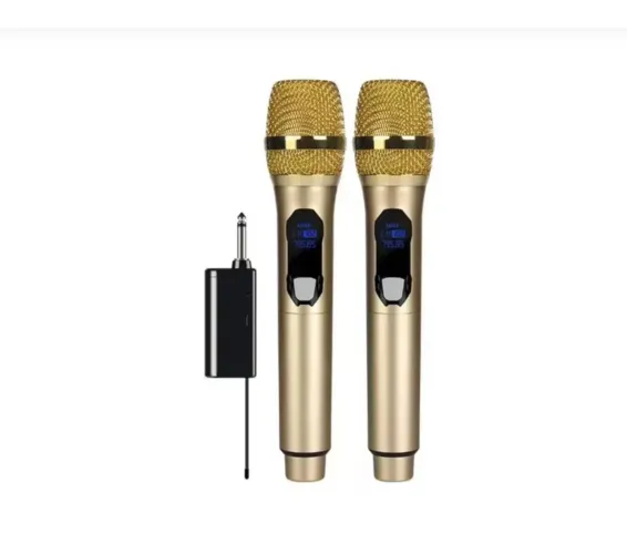 Microfones Sem Fio Profissionais Dourados - Qualidade e Desempenho!