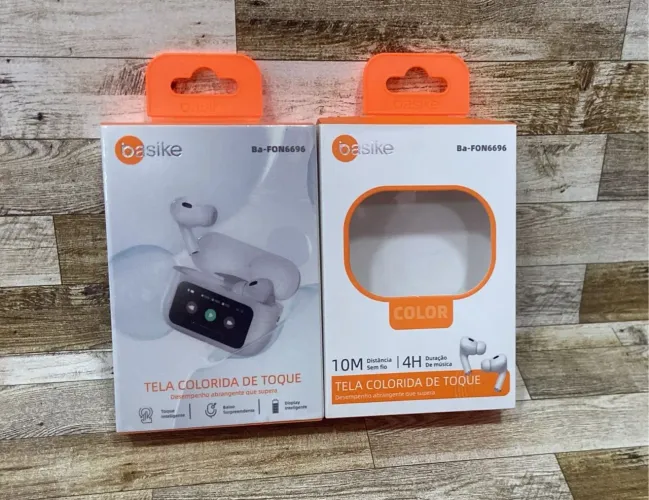 Fone de ouvido basike bluetooth Tela colorida de toque