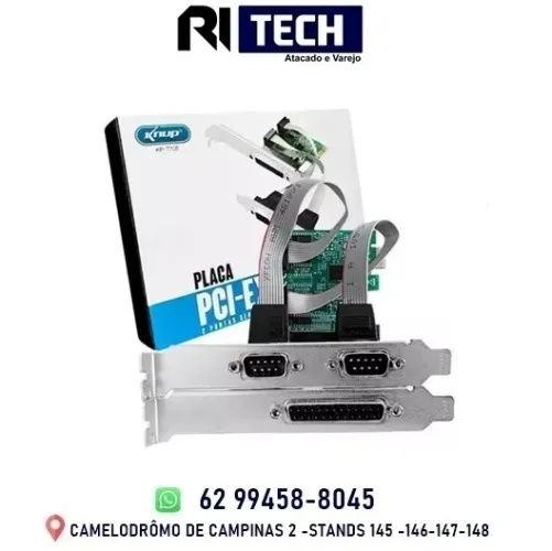 Placa de Rede PCI-E 2 Portas Serial e 1 Paralela WCH/CH382L RS232 RS485 T105 RS422 