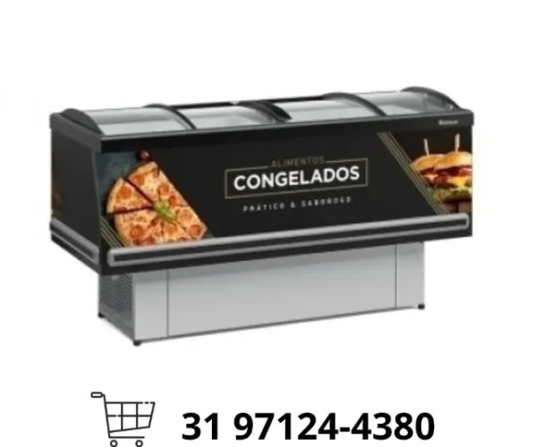 Ilha de Congelados Vidro Curvo Gelopar 2M Nova