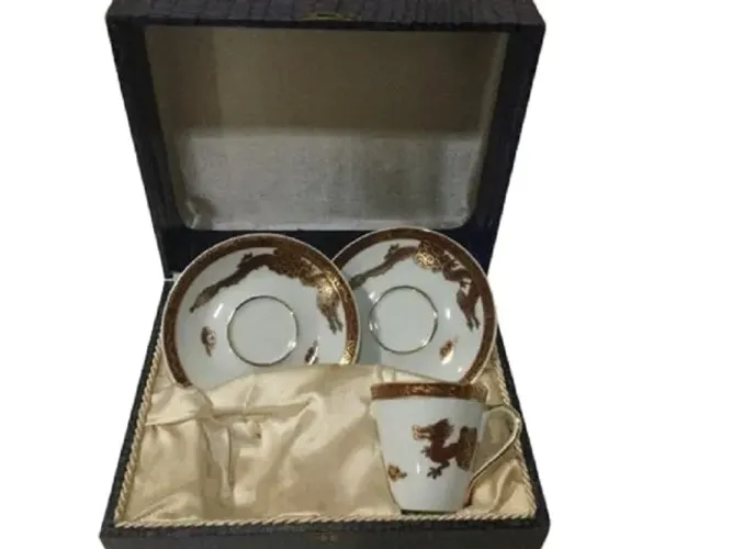Xícara Cafezinho Com Pires Porcelana Wakamizu Anos 50 Estojo