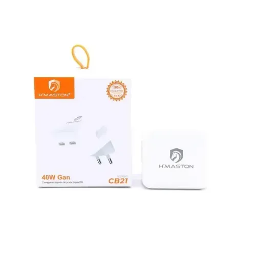 Fonte Carregador Porta Dupla 40W Gan USB-C CB21 - H-MASTON